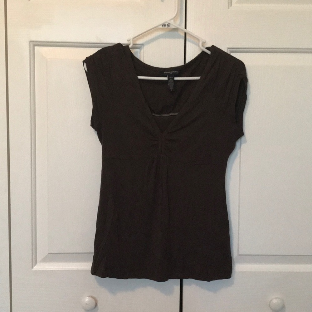 Dark brown banana republic cap sleeve blouse